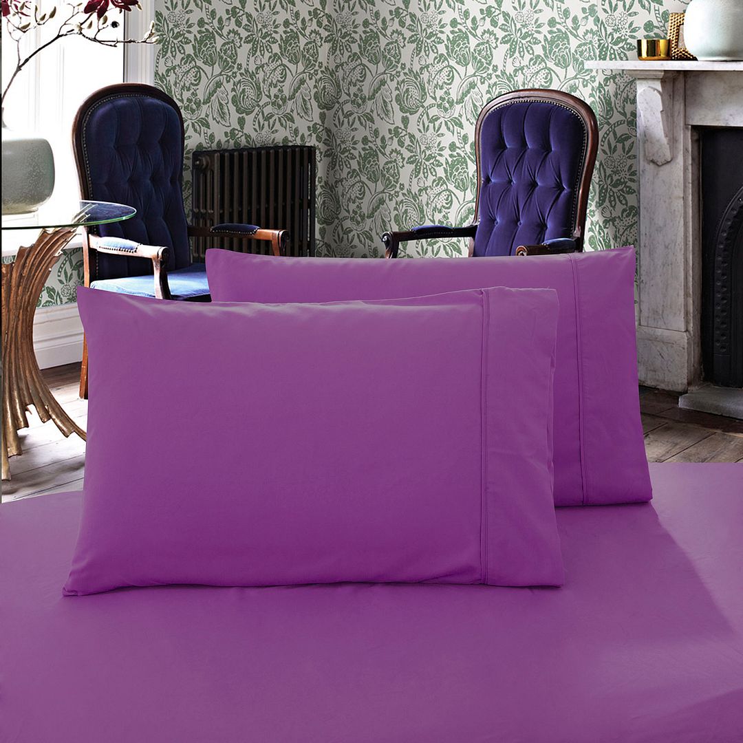 1000TC Premium Ultra Soft Pillowcases | King Size | 2-Pack | Purple