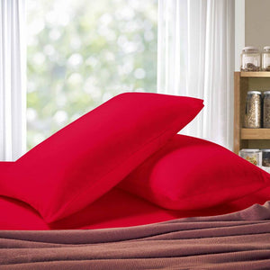 1000TC Premium Ultra Soft Pillowcases | King Size | 2-Pack | Red