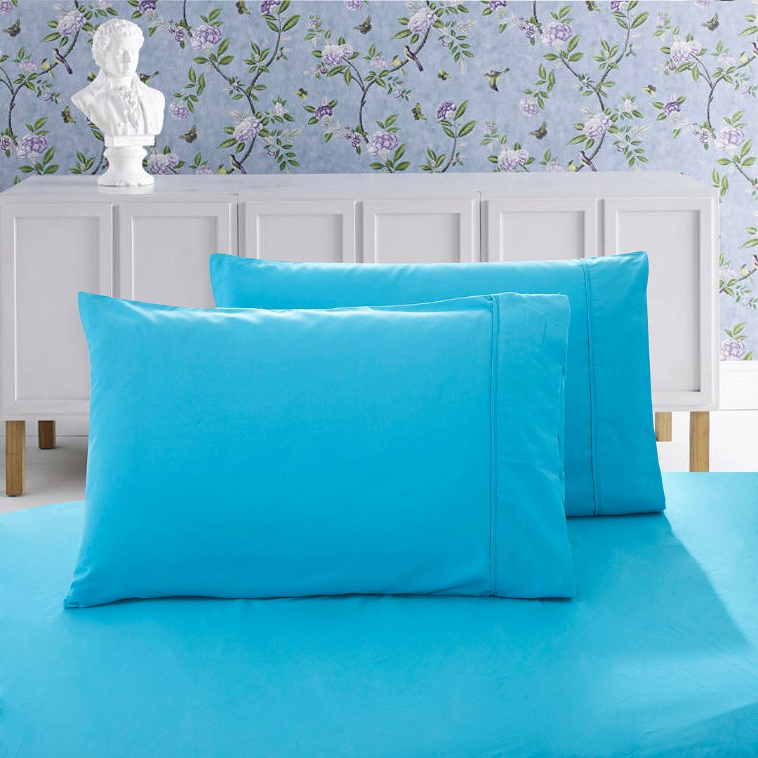 1000TC Premium Ultra Soft Pillowcases | King Size | 2-Pack | Light Blue