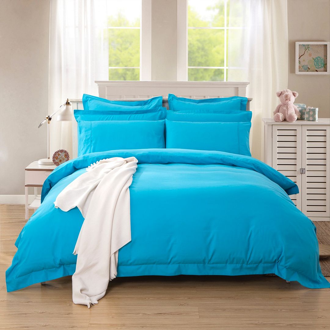 1000TC | Tailored | King Single Size | Light Blue | Duvet Quilt Cover Set
