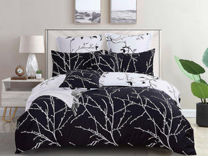 Tree | Reversible | Double Size | Quilt/Duvet Cover Set | Black