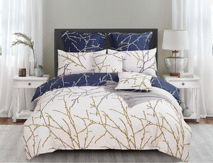 Tree | Reversible | King Size | Bed Quilt/Duvet Cover Set | Beige