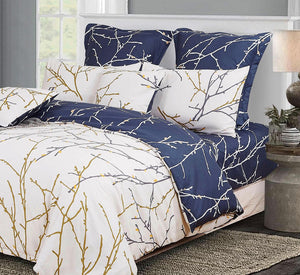Tree | Reversible | King Size | Bed Quilt/Duvet Cover Set | Beige