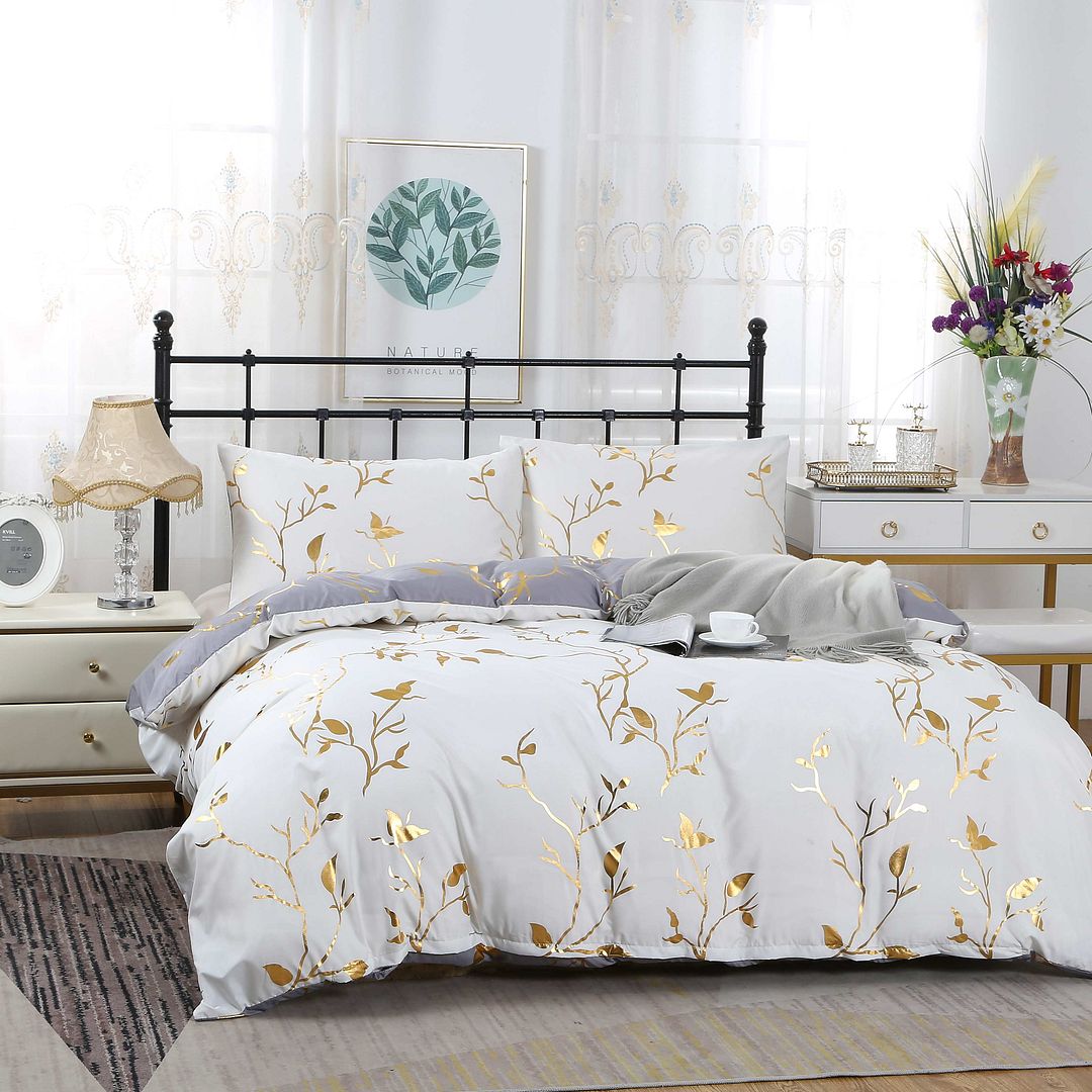 Reversible Design | King Size | White | Duvet Quilt Cover Set