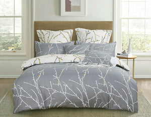 Tree | Reversible | Queen Size | Grey | Duvet Quilt Cover Set