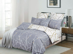 Tree | Reversible | Queen Size | Grey | Duvet Quilt Cover Set