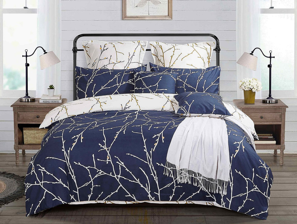 Tree | Reversible | Queen Size | Blue | Duvet Quilt Cover Set