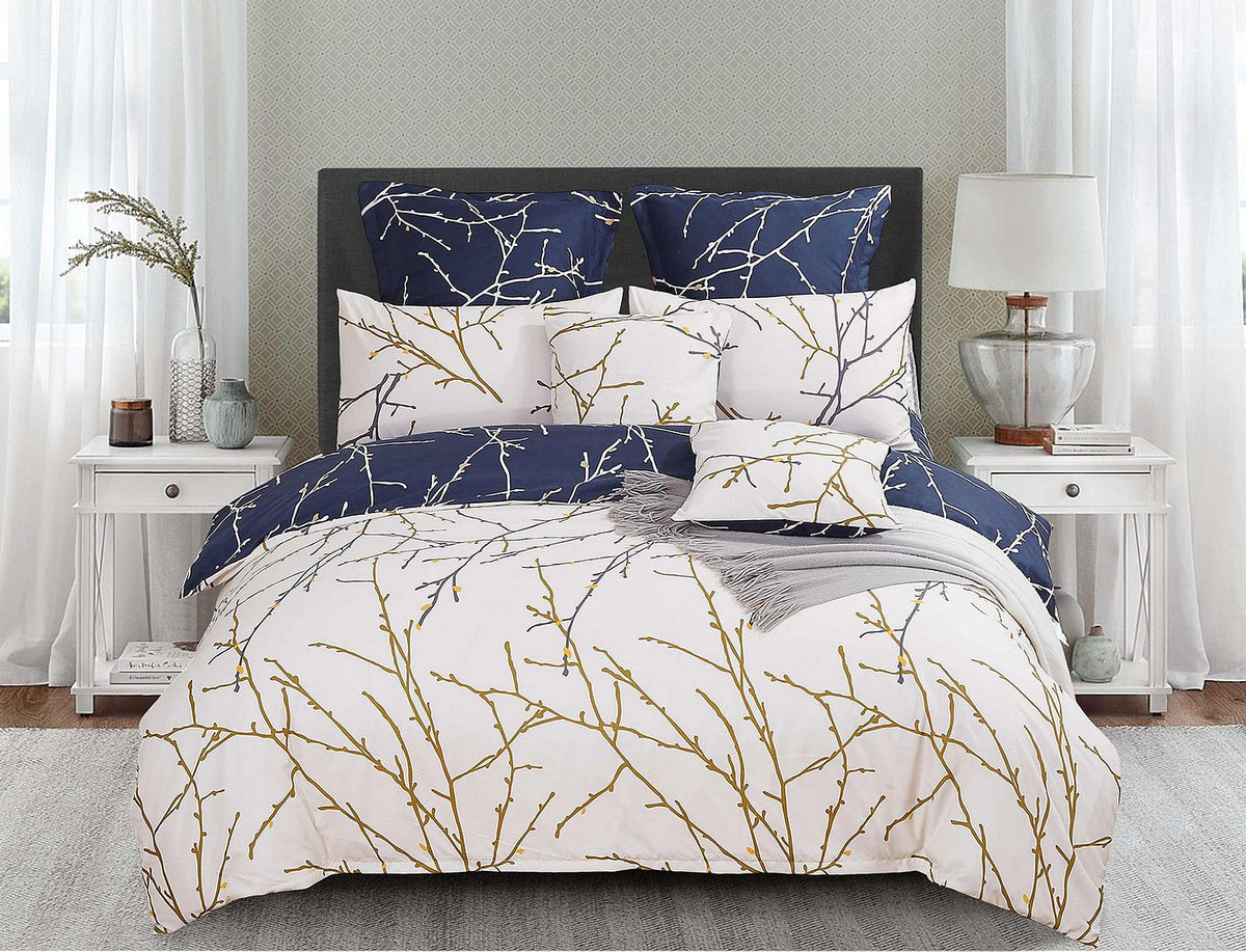 Tree | Reversible | Queen Size | Blue | Duvet Quilt Cover Set