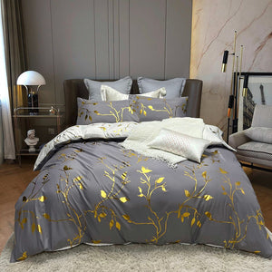 Reversible Design | Grey | Queen Size | Bed Quilt/Duvet Cover Set