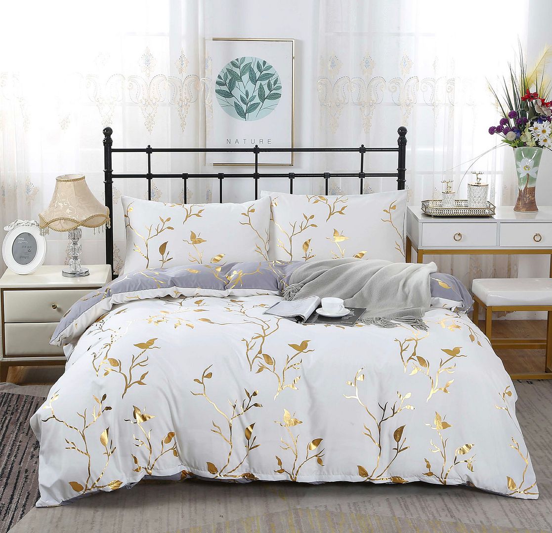 Reversible Design | Grey | Queen Size | Bed Quilt/Duvet Cover Set