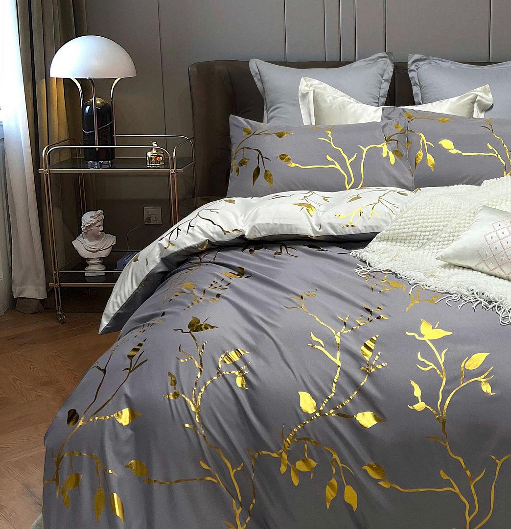 Reversible Design | Grey | Queen Size | Bed Quilt/Duvet Cover Set