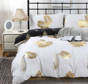 Reversible Design | Leaves | Queen Size | Bed Quilt/Duvet Cover Set
