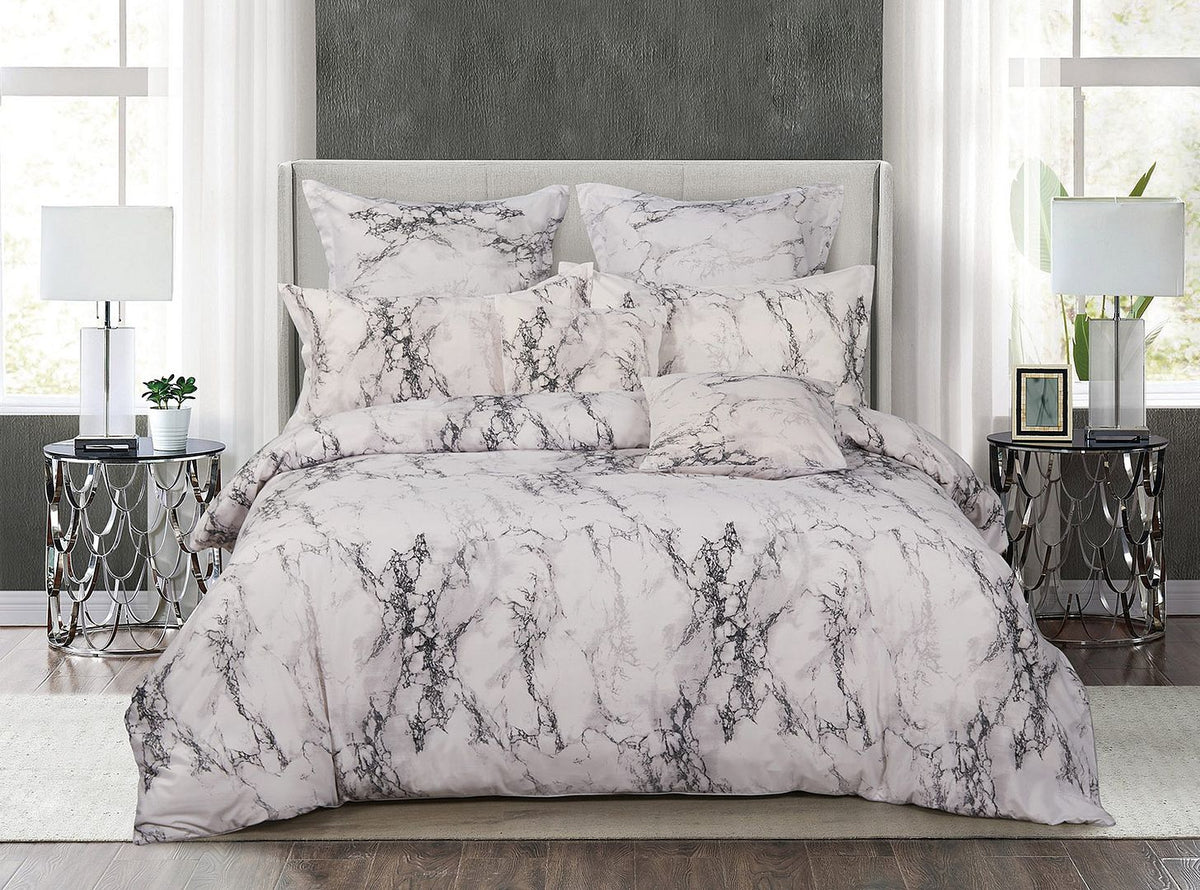 White Marble | Super King Size | Duvet Quilt Cover Set