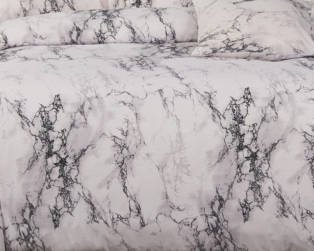 White Marble | Super King Size | Duvet Quilt Cover Set