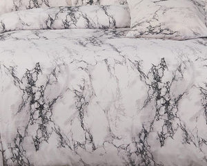 White Marble | Super King Size | Duvet Quilt Cover Set
