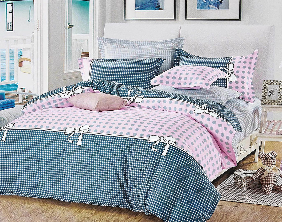 Pink Dots | Super King Size | Bed Quilt/Duvet Cover Set