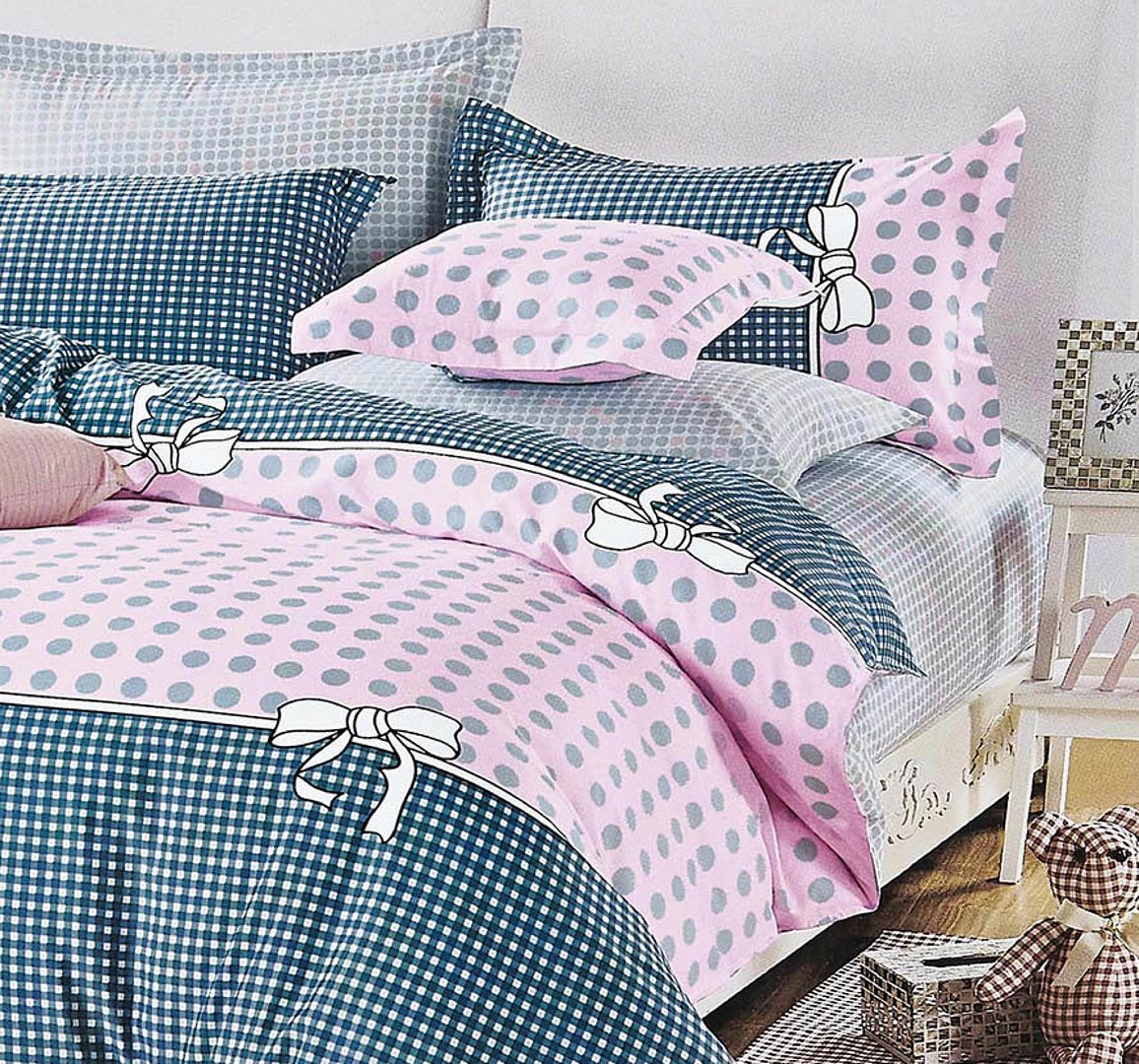 Pink Dots | Super King Size | Bed Quilt/Duvet Cover Set