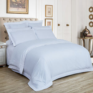 1000TC | Ultra Soft | Striped | King Size | White | Duvet Quilt Cover Set