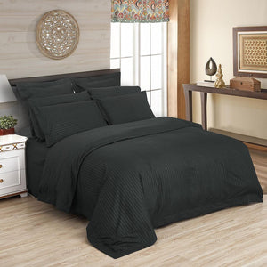 1000TC | Ultra Soft | Striped | King Size | Charcoal | Duvet Quilt Cover Set