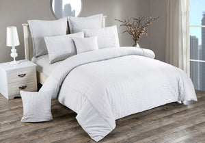 Seersucker | King Size | White | Duvet Quilt Cover Set