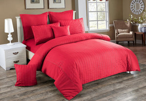 Seersucker | King Size | Quilt/Duvet Cover Set | Red