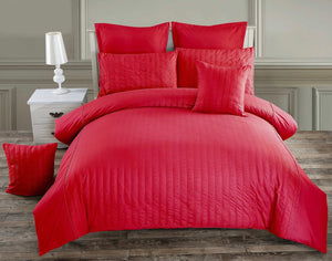 Seersucker | King Size | Quilt/Duvet Cover Set | Red