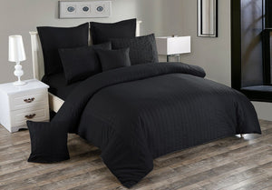 Seersucker | King Size | Black | Duvet Quilt Cover Set