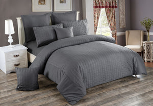 Seersucker | Queen Size | Charcoal | Duvet Quilt Cover Set