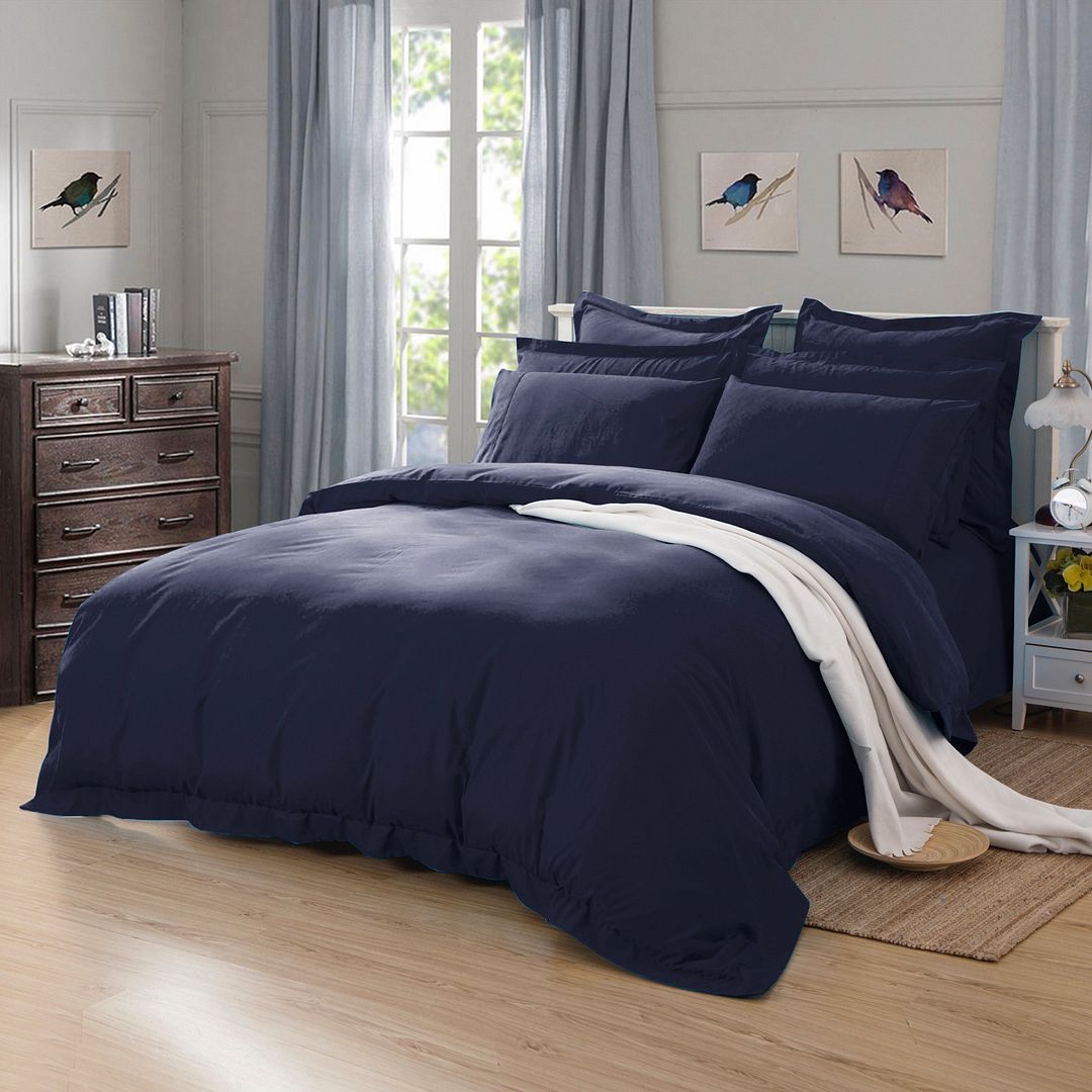 1000TC Tailored | Queen Size | Quilt/Duvet Cover Set | Midnight Blue