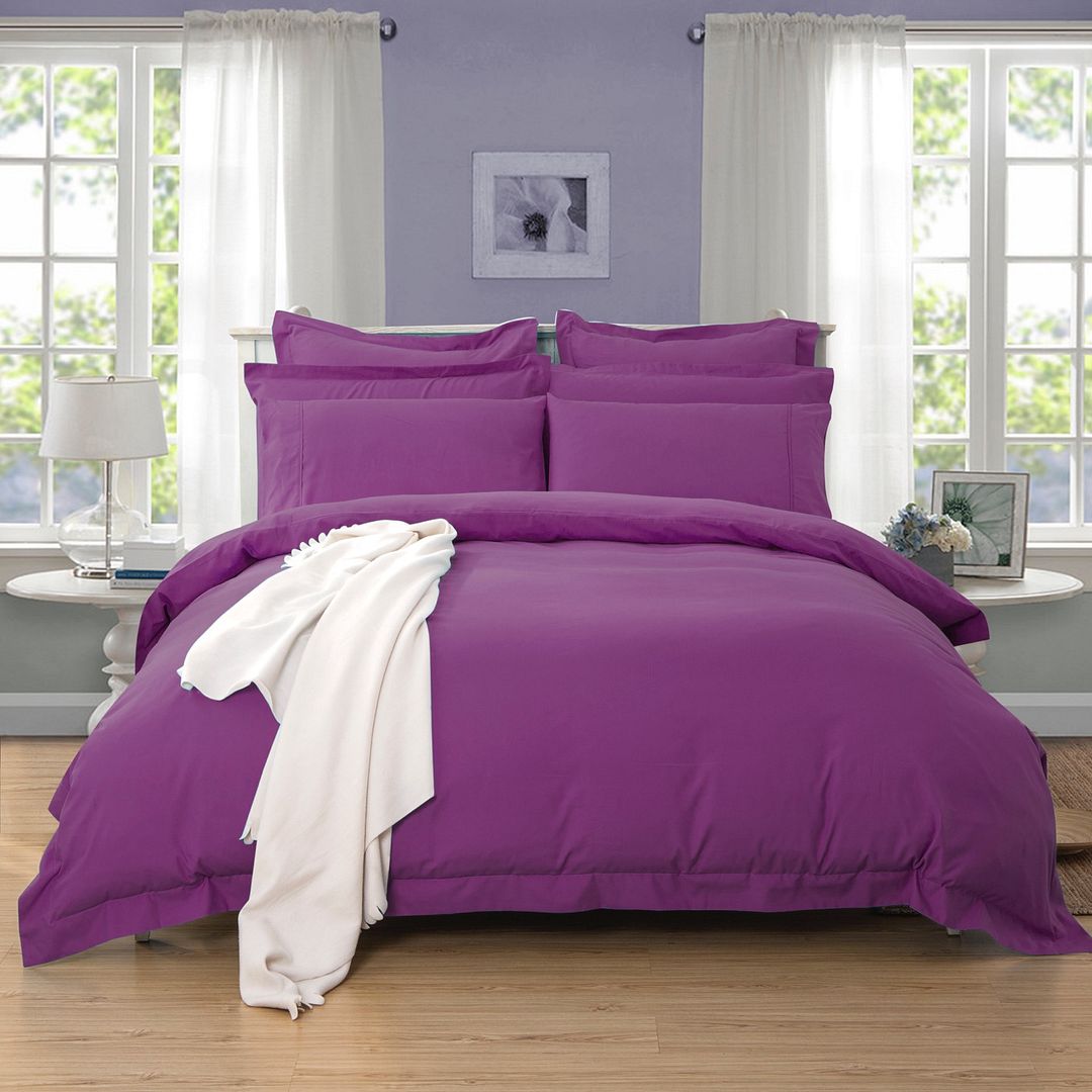 1000TC | Tailored | Queen Size | Purple | Duvet Quilt Cover Set
