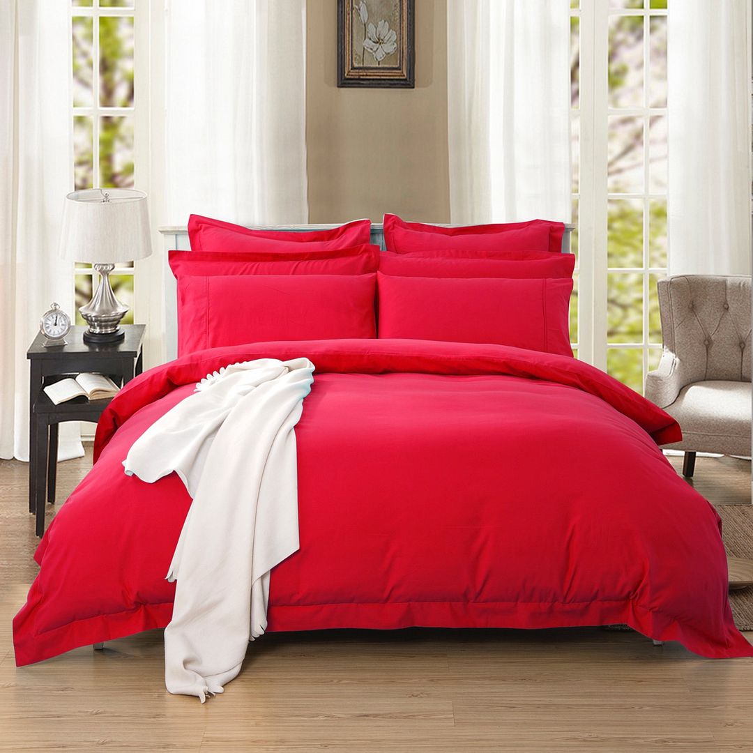 1000TC | Tailored | Queen Size | Red | Duvet Quilt Cover Set