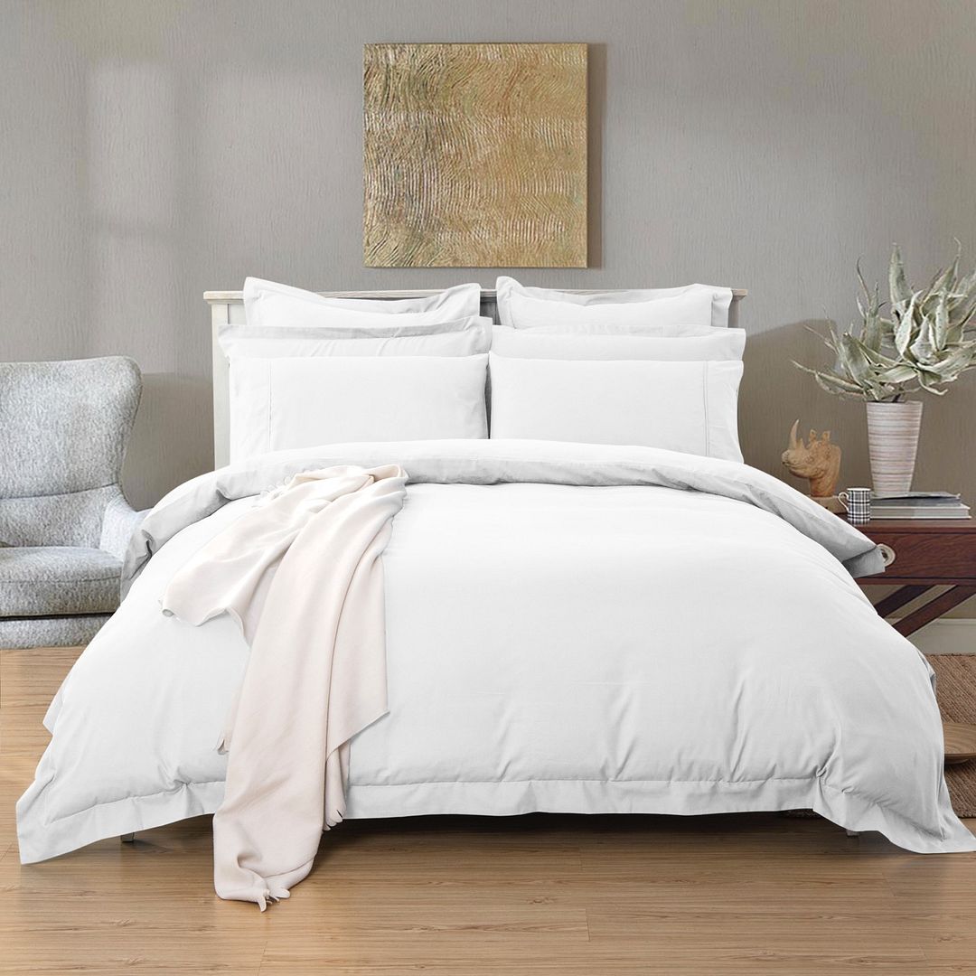 1000TC | Tailored | Single Size | White | Duvet Quilt Cover Set