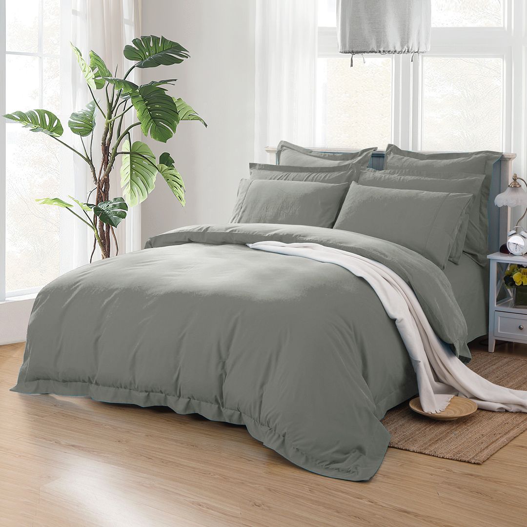 1000TC | Tailored | Super King Size | Grey | Duvet Quilt Cover Set