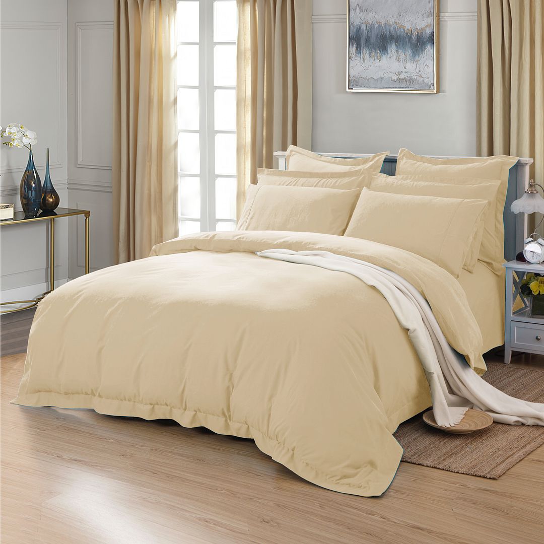 1000TC | Tailored | Super King Size | Yellow Cream | Duvet Quilt Cover Set