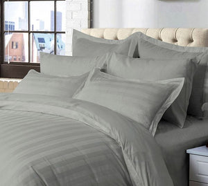 1000TC | Ultra Soft | Striped | Queen Size | Grey | Duvet Quilt Cover Set