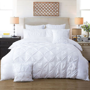 Diamond Pintuck | King Size | White | Duvet Quilt Cover Set