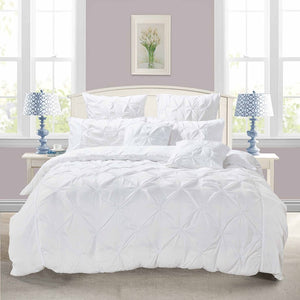 Diamond Pintuck | King Size | White | Duvet Quilt Cover Set