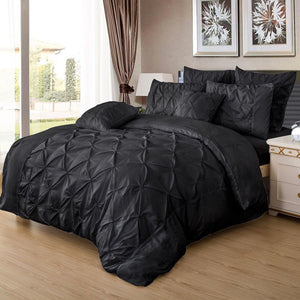 Diamond Pintuck | King Size | Black | Duvet Quilt Cover Set