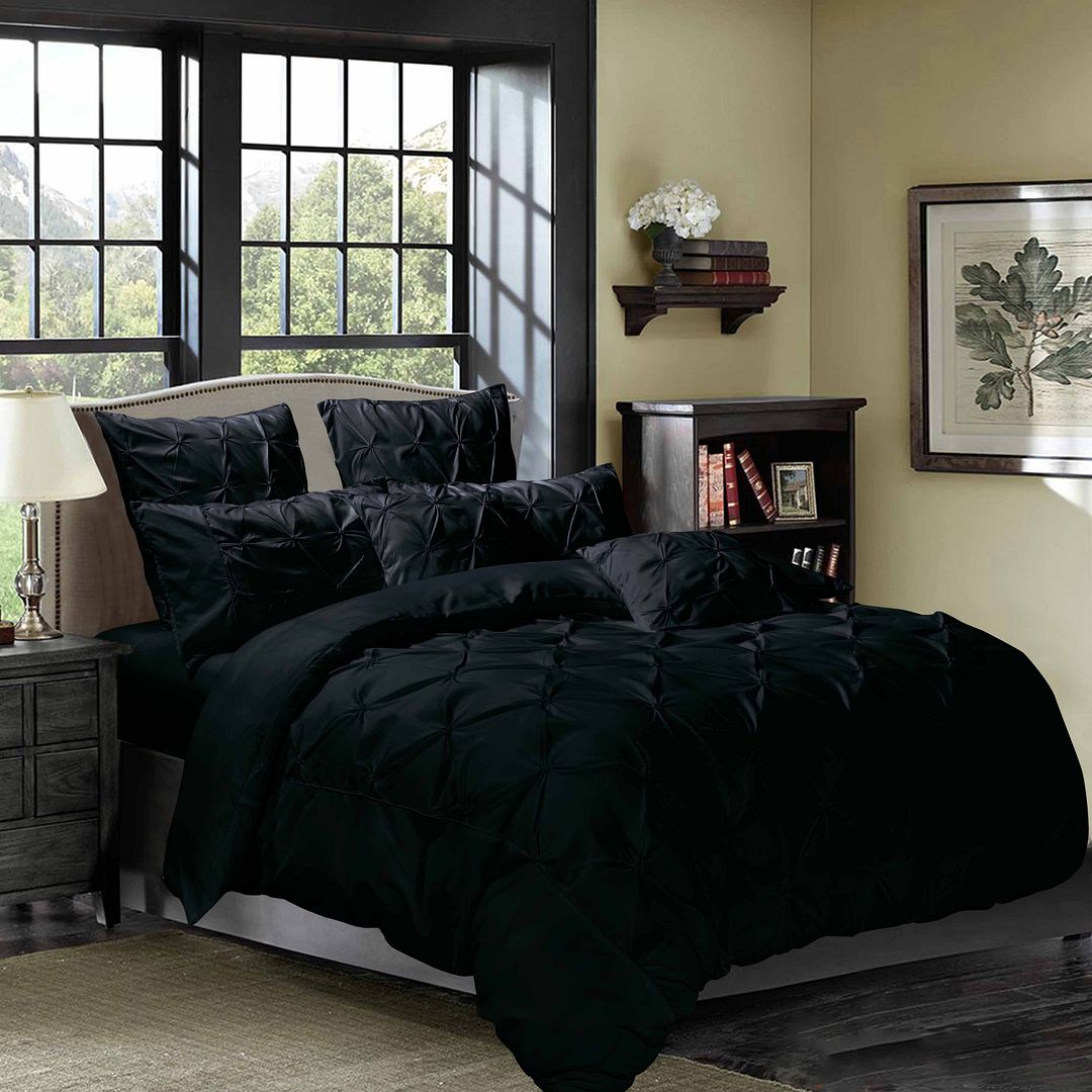Diamond Pintuck | King Size | Black | Duvet Quilt Cover Set