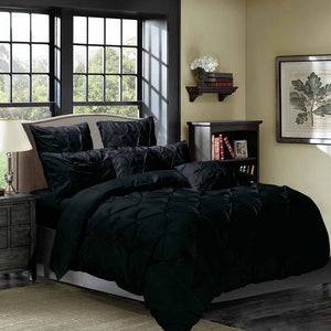 Diamond Pintuck | King Size | Black | Duvet Quilt Cover Set