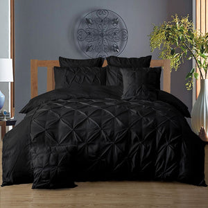 Diamond Pintuck | King Size | Black | Duvet Quilt Cover Set