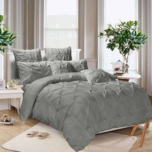 Diamond Pintuck | King Size | Grey | Duvet Quilt Cover Set