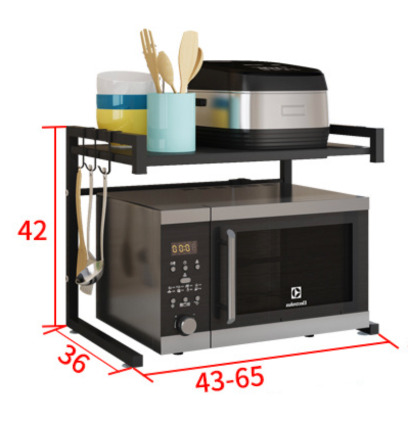 Adjustable Microwave Oven Storage Shelf | Black | Space-Saving Design