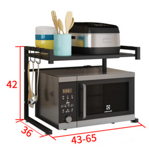 Adjustable Microwave Oven Storage Shelf | Black | Space-Saving Design