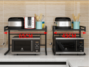 Adjustable Microwave Oven Storage Shelf | Black | Space-Saving Design