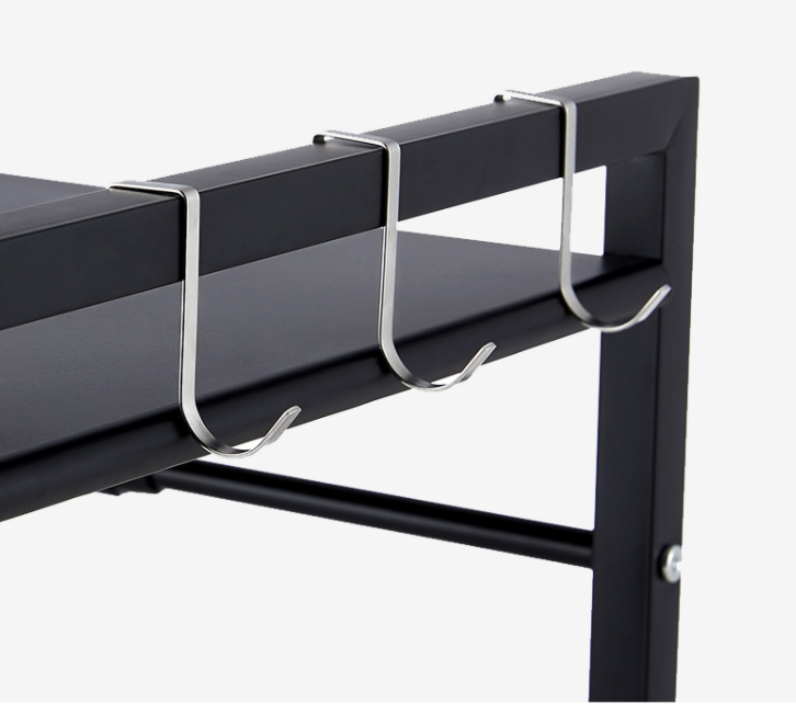 Adjustable Microwave Oven Storage Shelf | Black | Space-Saving Design