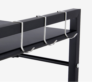 Adjustable Microwave Oven Storage Shelf | Black | Space-Saving Design