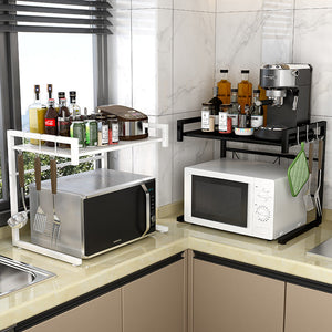 Adjustable Microwave Oven Storage Shelf | White | Space-Saving Design