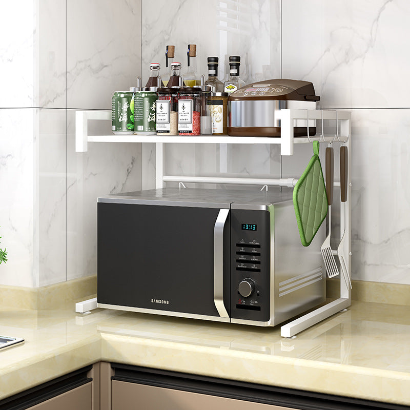 Adjustable Microwave Oven Storage Shelf | White | Space-Saving Design