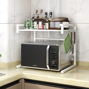 Adjustable Microwave Oven Storage Shelf | White | Space-Saving Design